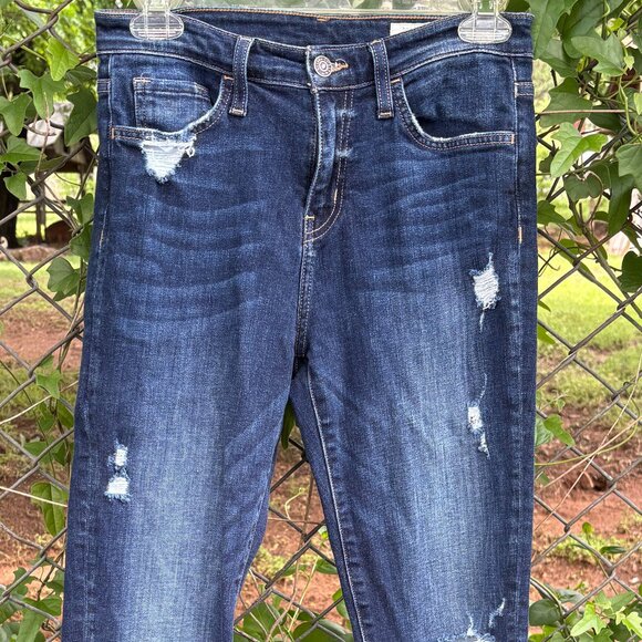 Bridge By Gly High Rise Ankle Skinny  Stretchy Blue Jeans Destroyed Women's 26 - Picture 1 of 4